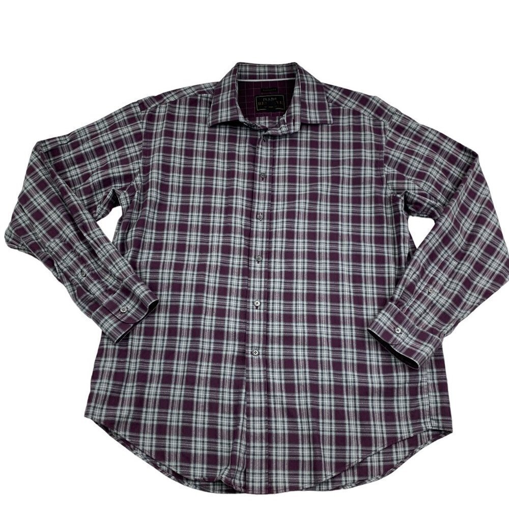 Jos. A. Bank Reserve Traditional Fit Plaid Button Down Long Sleeve Shirt Size L